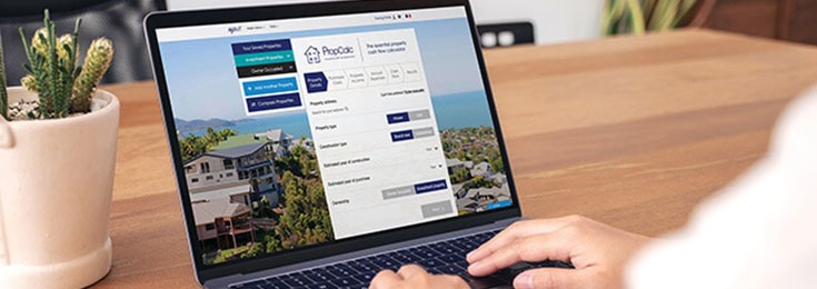 Close up of PropCalc - BMT's investment property calculator on laptop
